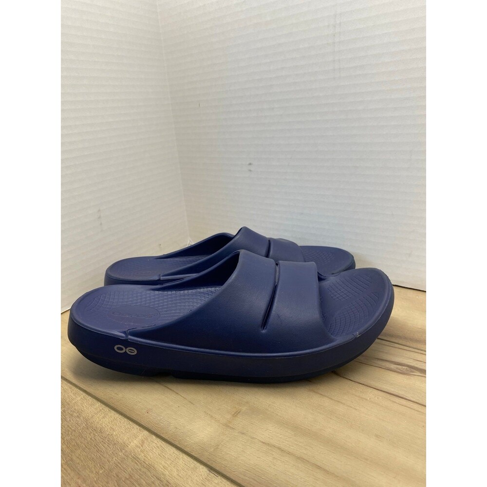 Oofos Ooahh Recovery Sandals Slides in navy Size men 9 W 11